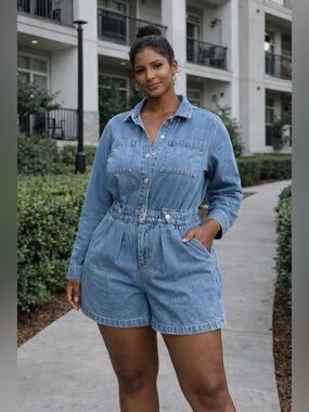 Universal Thread Denim Romper NWT 12